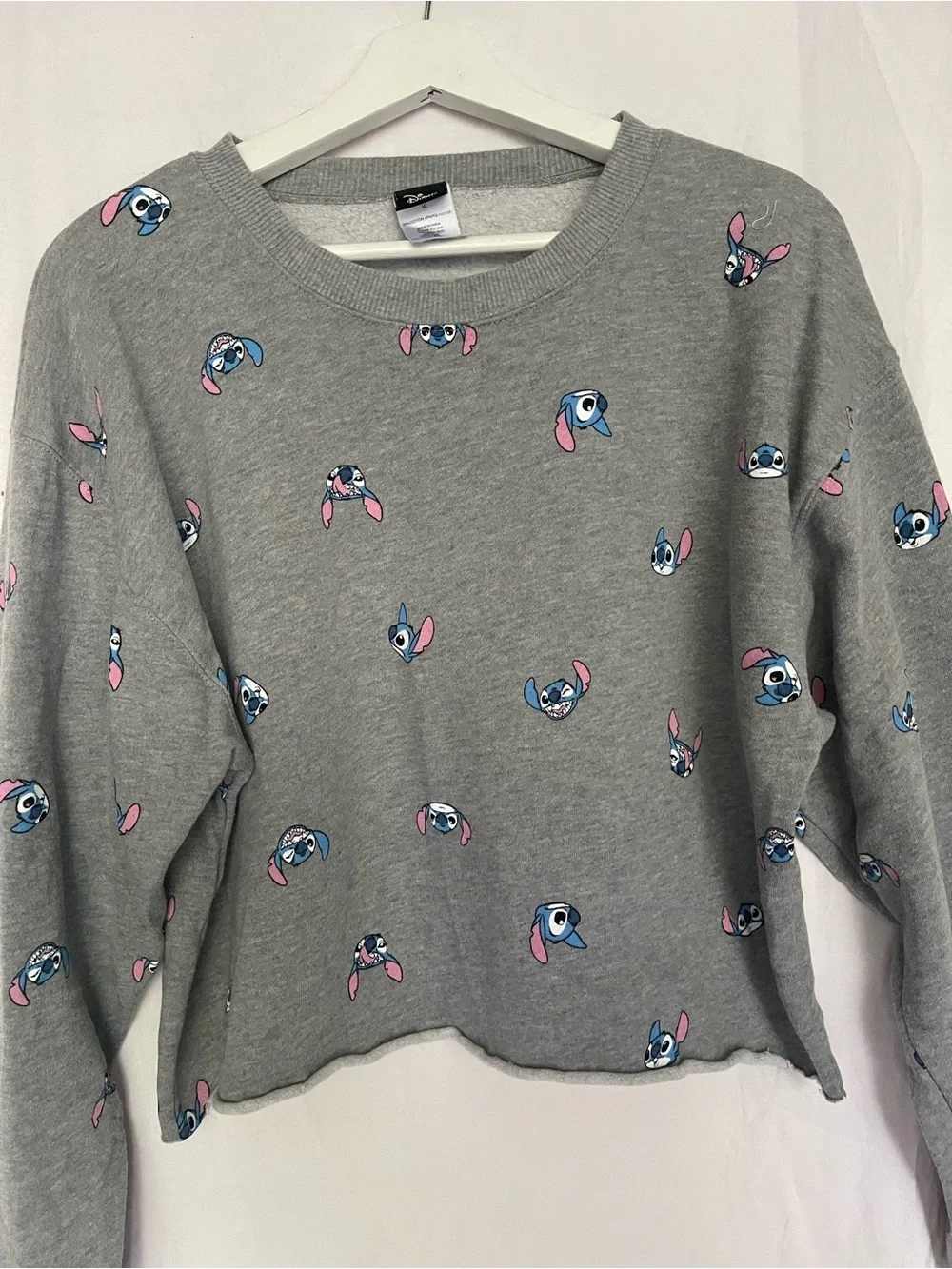 Disney Lilo & Stitch All-Over Print Cropped Sweatshirt Size XL Y2K Lounge Street
